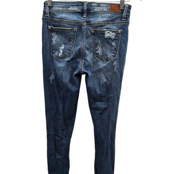 Judy Blue Jeans Womens Size 27 Blue Denim Skinny Distressed Ripped Cheetah - Picture 3 of 10